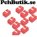 NYTT PÅ LAGER. 10-Pack, DIP Switch 2.54mm red slip type 2p