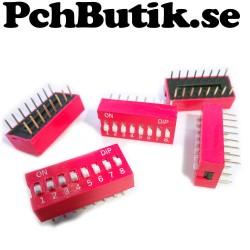 NYTT PÅ LAGER. 5-Pack. DIP Switch 2.54mm red slip type 8p