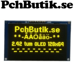 OLED display 2.42 tum,med 128x64 gula pixlar. SPI, SPD0301